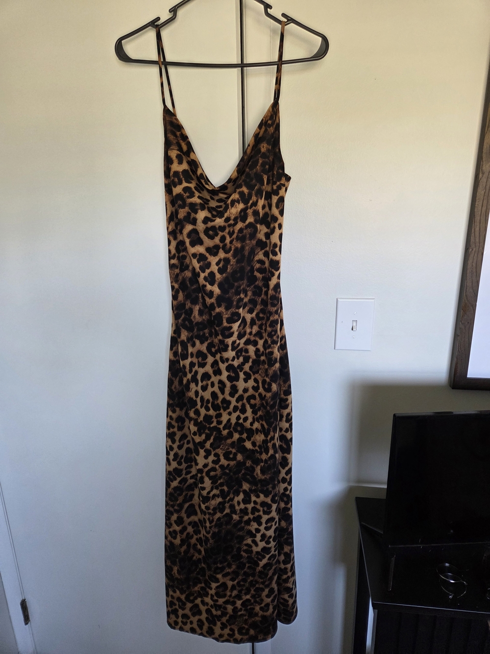 Leopard Print Maxi Slip Dress in Brown
